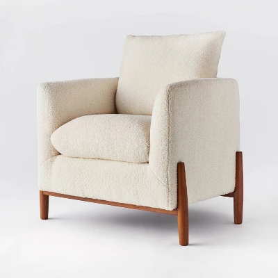 Elroy Faux Shearling Accent Chair With Wood Legs - Threshold™ Designed With Studio McGee 12 Elroy Faux Shearling Accent Chair With Wood Legs - Threshold™ Designed With Studio McGee - Image 12
