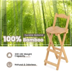Costway Set Of 4 Bamboo Folding Barstools Counter Height Dining Chairs Installation Free -Furniture Store GUEST 06e445d6 dc25 4846 8f81 ef7d506d76ca