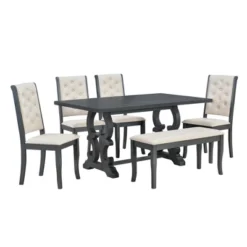 6 PCS Retro Dining Set With Unique-designed Table And Upholstered Chair-ModernLuxe -Furniture Store GUEST 144b2e82 beff 4f59 aab3 7cc9f823a4d3