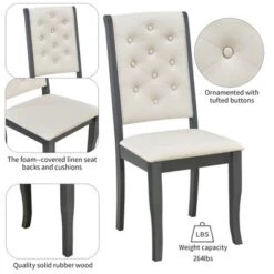 6 PCS Retro Dining Set With Unique-designed Table And Upholstered Chair-ModernLuxe -Furniture Store GUEST 18007a98 7761 4a30 a9ee 913421e58038