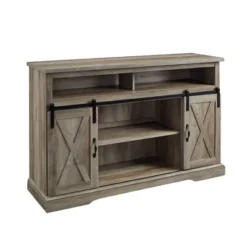 Transitional Sliding Barndoor Highboy TV Stand For TVs Up To 58" - Saracina Home -Furniture Store GUEST 18d26976 2f57 4c04 a287 c8a5544778c9