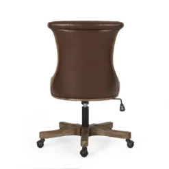 Coulee Contemporary Upholstered Roll Back Swivel Office Chair Dark Brown/Natural - Christopher Knight Home -Furniture Store GUEST 2221ea35 e150 49a5 a609 4bb49d3b4d24