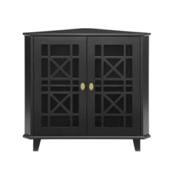 2 Door Corner Accent Cabinet With Fretwork Doors - Saracina Home -Furniture Store GUEST 28fe5556 fd13 4741 9522 8e0abe2af5bd