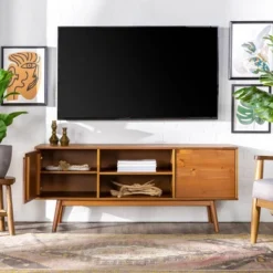 Solid Wood Mid-Century Modern TV Stand For TVs Up To 65" - Saracina Home -Furniture Store GUEST 334bf308 b086 4c05 9568 1ae4a156a658