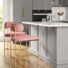 Orion Luxe Backed Counter Height Barstool With Brass Legs Blush Velvet - Threshold™