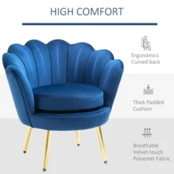 HomCom Elegant Velvet Upholstered Accent Leisure Club Chair With Gold Metal Legs -Furniture Store GUEST 36821f06 031a 4cfd 8ad6 b397a37162c9