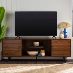 2 Door Mid-Century Modern Wood Storage TV Stand For TVs Up To 80" - Saracina Home -Furniture Store GUEST 474e4bb8 d0cb 4809 ba15 d0ecb3aa5ec4