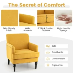 Tangkula Set Of 2 Modern Accent Chair Upholstered Sofa Chair W/ Rubber Wood Legs Yellow 13 Tangkula Set Of 2 Modern Accent Chair Upholstered Sofa Chair W/ Rubber Wood Legs Yellow -Furniture Store GUEST 4a19594f 9bc1 4a20 ad2b f73a26271abd