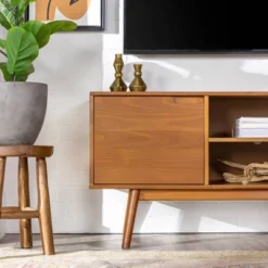 Solid Wood Mid-Century Modern TV Stand For TVs Up To 65" - Saracina Home -Furniture Store GUEST 4afdac7b ce07 40a9 92de c6ef5784b45e