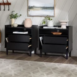 2pk Mid-Century Modern Solid Wood 2 Drawer Storage Nightstands - Saracina Home -Furniture Store GUEST 559c5ca6 af7e 4136 9a5f 989a82141900