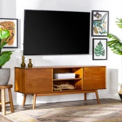 Solid Wood Mid-Century Modern TV Stand For TVs Up To 65" - Saracina Home -Furniture Store GUEST 55d038af 42a5 438d 8b74 91f0ac9cc7f7