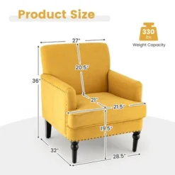 Tangkula Set Of 2 Modern Accent Chair Upholstered Sofa Chair W/ Rubber Wood Legs Yellow 11 Tangkula Set Of 2 Modern Accent Chair Upholstered Sofa Chair W/ Rubber Wood Legs Yellow -Furniture Store GUEST 59a0fbbd c8d4 4381 9b84 49c42ed1e4f6
