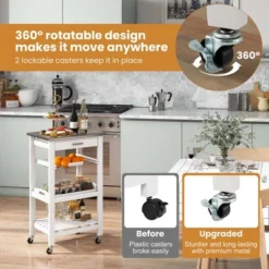 Costway Compact Kitchen Island Cart Rolling Service Trolley With Stainless Steel Top Basket -Furniture Store GUEST 65c0c9bb 50c6 4b23 bffd 4f1388a1e634