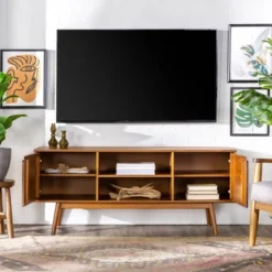 Solid Wood Mid-Century Modern TV Stand For TVs Up To 65" - Saracina Home -Furniture Store GUEST 686002c1 8c90 4149 bce4 d40fc12f1038