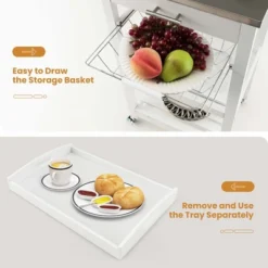 Costway Compact Kitchen Island Cart Rolling Service Trolley With Stainless Steel Top Basket -Furniture Store GUEST 6d12b3d7 0480 4e1e bf51 084fc2612c3c