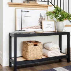 Console Table With Woven Rattan Shelf Black - Threshold™ Designed With Studio McGee -Furniture Store GUEST 6e7f68b7 50c5 44c5 965d a4d52aa919cd