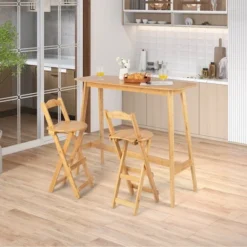 Costway Set Of 4 Bamboo Folding Barstools Counter Height Dining Chairs Installation Free -Furniture Store GUEST 7004db85 97cc 42ae 9533 c8264c618da5