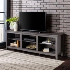 Transitional 6 Cubby Wood Open Storage Wood TV Stand For TVs Up To 80"- Saracina Home -Furniture Store GUEST 79e53a3c 9e15 40b4 ae14 2a20944d3dac