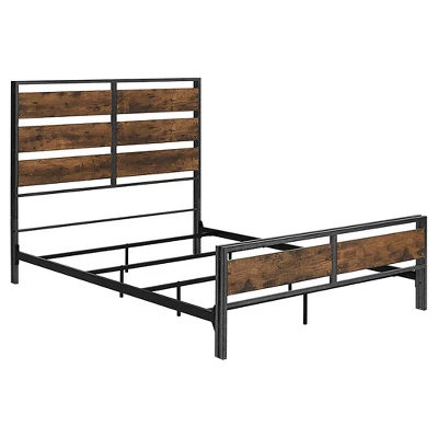 Queen Urban Chic Metal And Wood Plank Bed Brown - Saracina Home 2 Queen Urban Chic Metal And Wood Plank Bed Brown - Saracina Home - Image 2