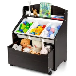 Costway Kids Wooden Toy Storage Unit Organizer W/Rolling Toy Box & Plastic Bins NaturalEspresso 20 Costway Kids Wooden Toy Storage Unit Organizer W/Rolling Toy Box & Plastic Bins NaturalEspresso -Furniture Store GUEST 80f5cdc8 b56c 40a6 9518 1678a6f77403