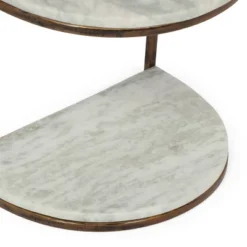 33.5" Bainville Modern Glam Handcrafted Marble Half Round Etagere Bookcase Natural White/Antique Brass - Christopher Knight Home -Furniture Store GUEST 81ab22e6 eb7f 4b88 9722 a7abae7555a6