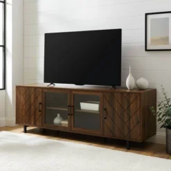 Vik Modern Boho 4 Door Herringbone TV Stand For TVs Up To 80" - Saracina Home -Furniture Store GUEST 9063eb92 b49a 4de7 8042 61e07cd7b281