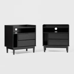 2pk Mid-Century Modern Solid Wood 2 Drawer Storage Nightstands - Saracina Home -Furniture Store GUEST 90b51515 663a 4264 a749 f3758d2e0dcf
