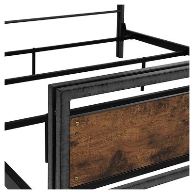 Queen Urban Chic Metal And Wood Plank Bed Brown - Saracina Home 3 Queen Urban Chic Metal And Wood Plank Bed Brown - Saracina Home - Image 3