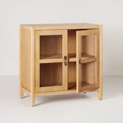 Grooved Wood With Glass 2-Door Cabinet - Natural - Hearth & Hand™ With Magnolia -Furniture Store GUEST 9aa7705a c66f 495b 80dd 55470dae1fa8