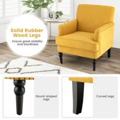 Tangkula Set Of 2 Modern Accent Chair Upholstered Sofa Chair W/ Rubber Wood Legs Yellow 14 Tangkula Set Of 2 Modern Accent Chair Upholstered Sofa Chair W/ Rubber Wood Legs Yellow -Furniture Store GUEST a6a84f45 660c 4986 95cb 5dcdc2196e02