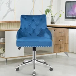 Tangkula Velvet Desk Chair Upholstered 360°Swivel Height Adjustable Rolling Office Chair For Office Bedroom Living Room -Furniture Store GUEST a867090d c5e7 46a7 b203 9413c5456318