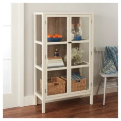 56.2" Hadley Library Cabinet With Glass Shell White - Threshold™