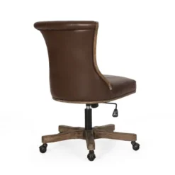 Coulee Contemporary Upholstered Roll Back Swivel Office Chair Dark Brown/Natural - Christopher Knight Home -Furniture Store GUEST c03648fb 16a5 4f47 8051 bb120f237be5