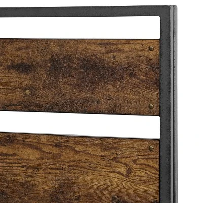 Queen Urban Chic Metal And Wood Plank Bed Brown - Saracina Home 4 Queen Urban Chic Metal And Wood Plank Bed Brown - Saracina Home - Image 4