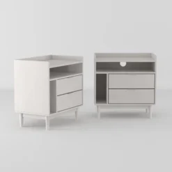 2pk Mid-Century Modern Solid Wood 2 Drawer Storage Nightstands - Saracina Home -Furniture Store GUEST c880a12d 845d 41f3 8c73 9ddb9ed4b555
