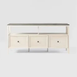 Farmhouse 3 Drawer Wood TV Stand For TVs Up To 65" - Saracina Home -Furniture Store GUEST d9730f71 b9b6 492b a5cf a4fc4c23ddea