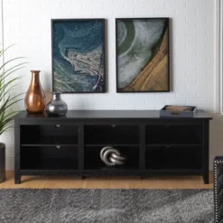 Transitional 6 Cubby Wood Open Storage Wood TV Stand For TVs Up To 80"- Saracina Home -Furniture Store GUEST e1ec3d43 1637 41d5 b7e8 b83712cd51fe