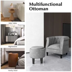 Costway Modern Accent Chair With Ottoman Armchair Barrel Sofa Chair With Footrest Grey -Furniture Store GUEST e550a4be bd7d 4b7e b8b2 9df68e88dc9b