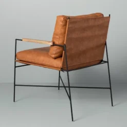 Faux Leather & Metal Accent Chair - Black/Brown - Hearth & Hand™ With Magnolia -Furniture Store GUEST e5692544 8e55 4447 8f20 aa4310407010