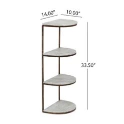 33.5" Bainville Modern Glam Handcrafted Marble Half Round Etagere Bookcase Natural White/Antique Brass - Christopher Knight Home -Furniture Store GUEST fb001299 deda 4e66 a94a b631d5799612